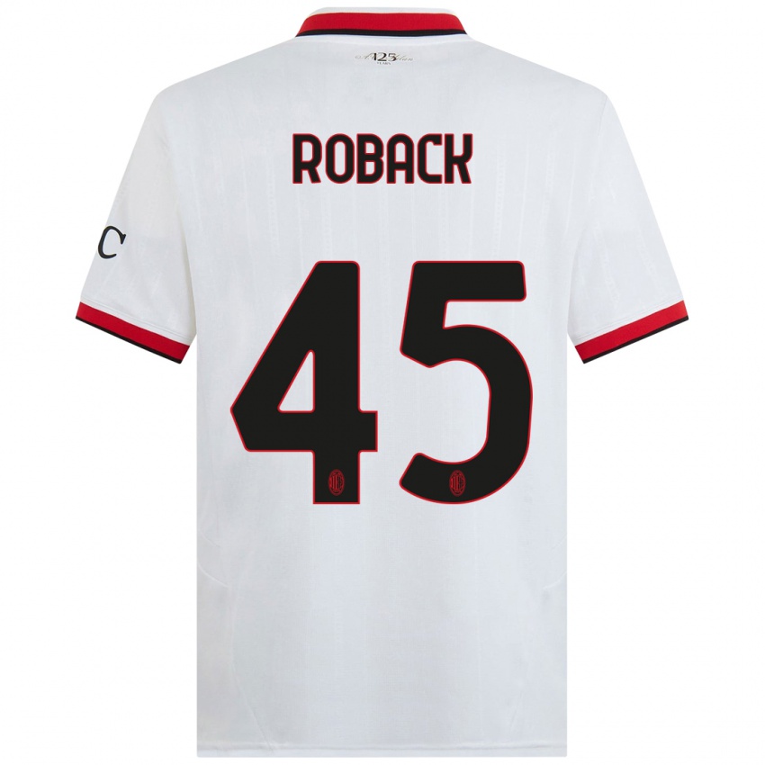 Kinder Emil Roback #45 Weiß Schwarz Rot Auswärtstrikot Trikot 2024/25 T-Shirt Schweiz