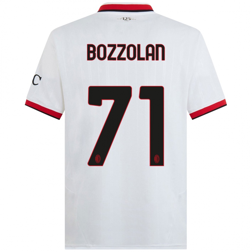 Enfant Maillot Andrea Bozzolan #71 Blanc Noir Rouge Tenues Extérieur 2024/25 T-Shirt Suisse