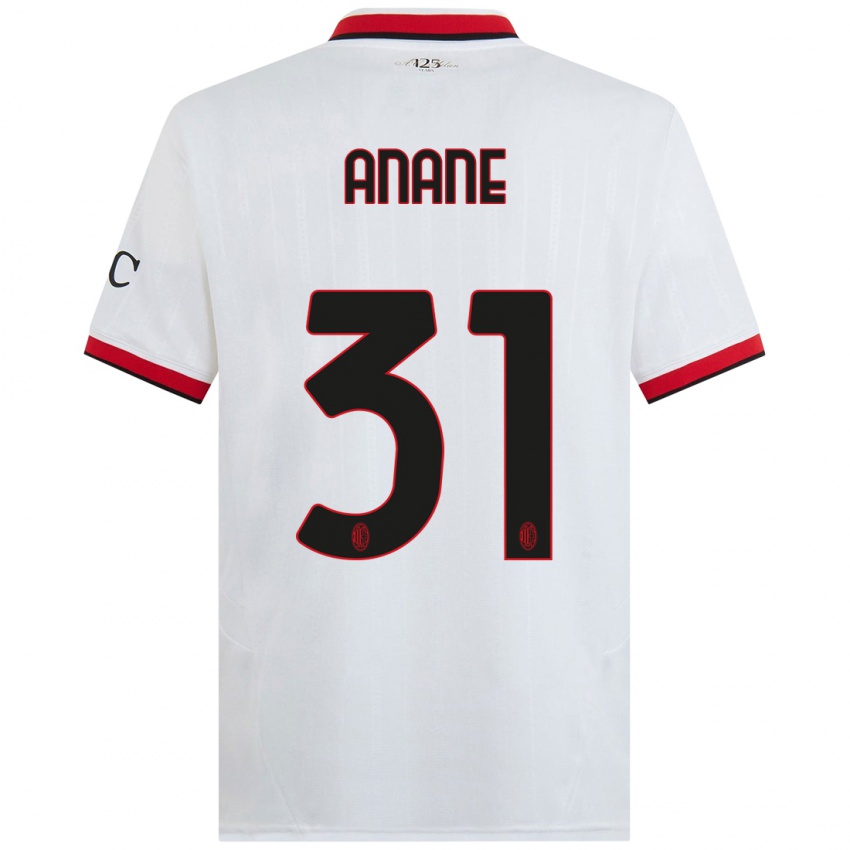 Enfant Maillot Emmanuel Anane #31 Blanc Noir Rouge Tenues Extérieur 2024/25 T-Shirt Suisse