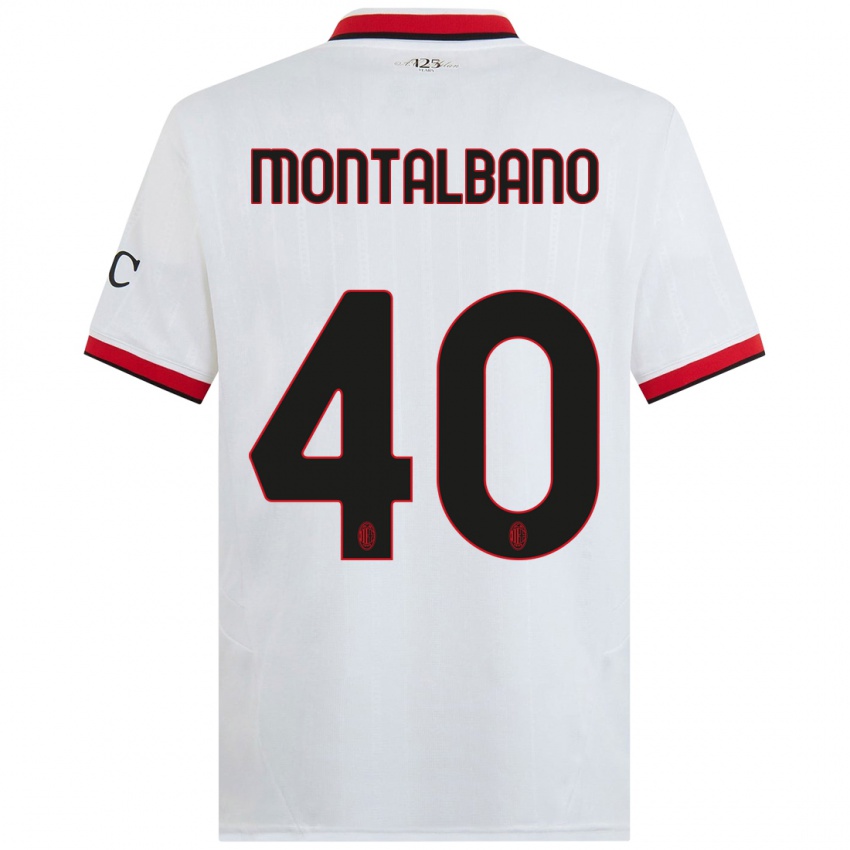 Enfant Maillot Nicolo Montalbano #40 Blanc Noir Rouge Tenues Extérieur 2024/25 T-Shirt Suisse