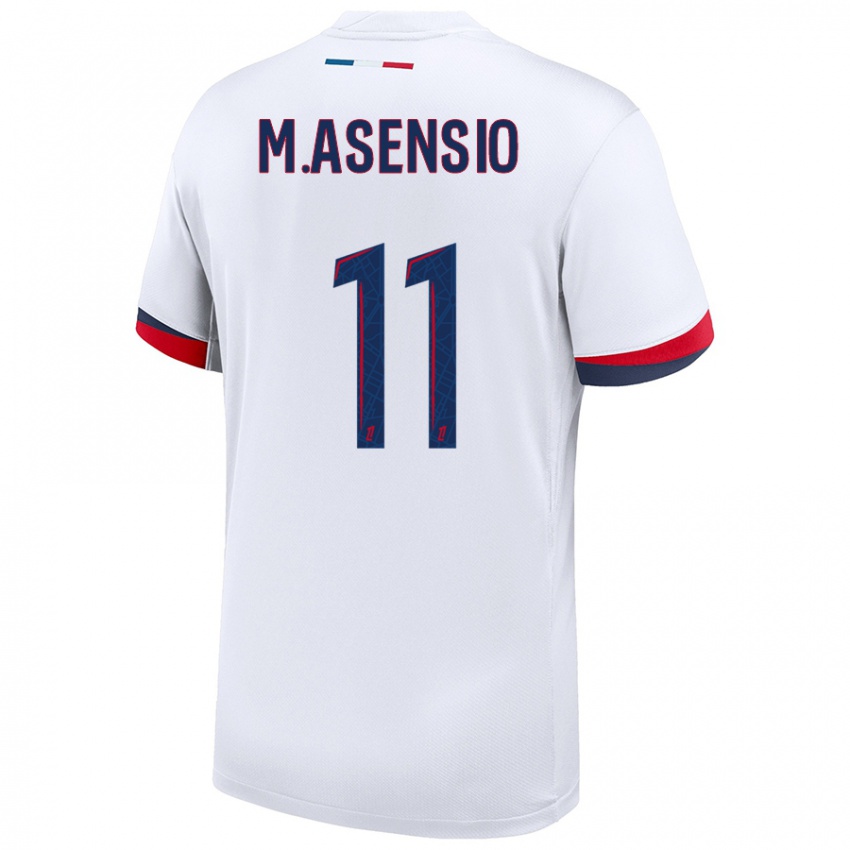 Kinder Marco Asensio #11 Weiß Blau Rot Auswärtstrikot Trikot 2024/25 T-Shirt Schweiz