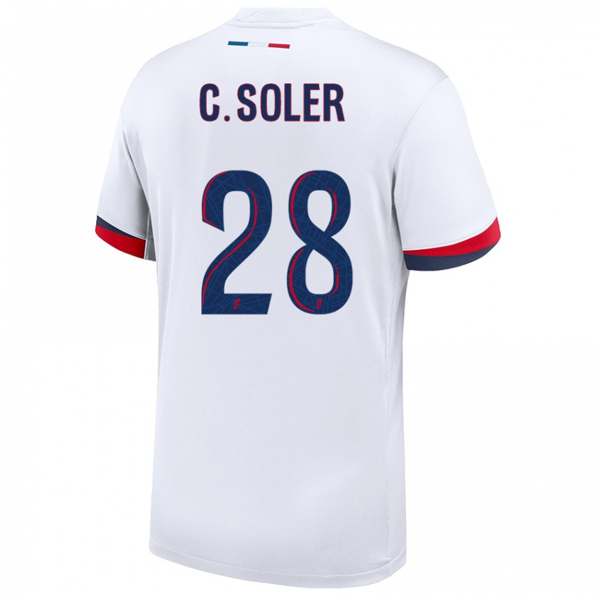 Kinder Carlos Soler #28 Weiß Blau Rot Auswärtstrikot Trikot 2024/25 T-Shirt Schweiz