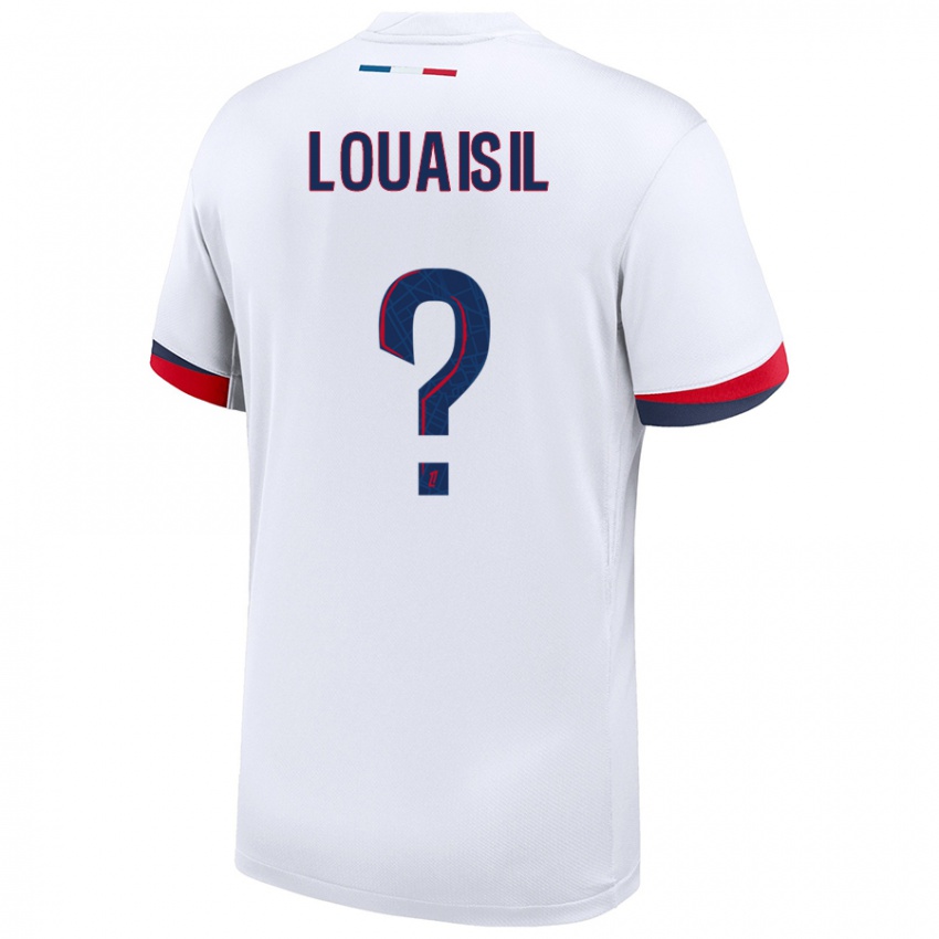 Enfant Maillot Kévin Louaisil #0 Blanc Bleu Rouge Tenues Extérieur 2024/25 T-Shirt Suisse