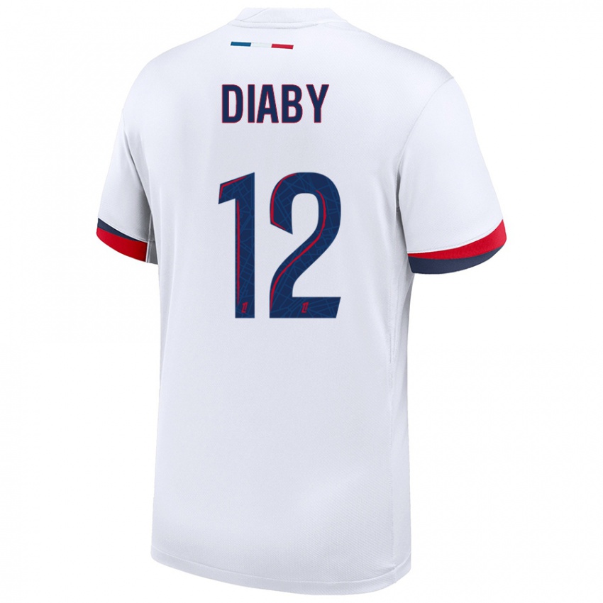 Kinder Ibrahima Diaby #12 Weiß Blau Rot Auswärtstrikot Trikot 2024/25 T-Shirt Schweiz