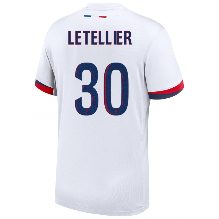 Kinder Alexandre Letellier #30 Weiß Blau Rot Auswärtstrikot Trikot 2024/25 T-Shirt Schweiz