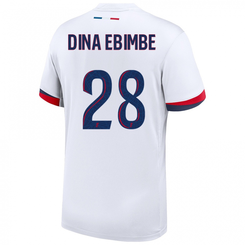 Kinder Eric Junior Dina Ebimbe #28 Weiß Blau Rot Auswärtstrikot Trikot 2024/25 T-Shirt Schweiz