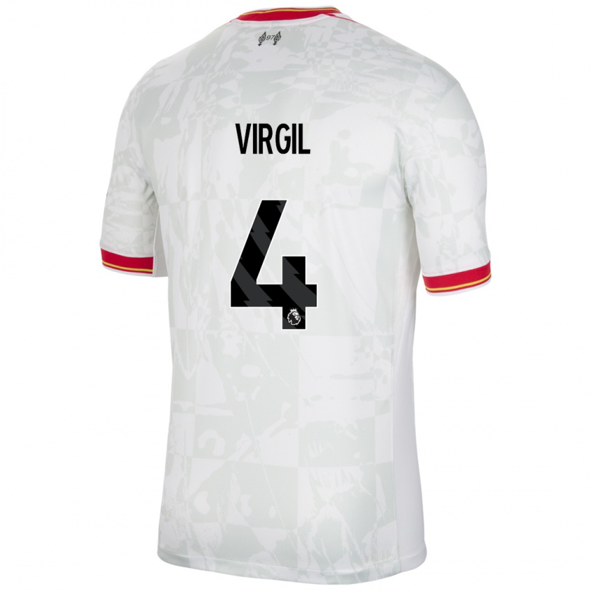 Enfant Maillot Virgil Van Dijk #4 Blanc Rouge Noir Troisieme 2024/25 T-Shirt Suisse