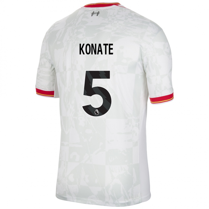 Kinder Ibrahima Konate #5 Weiß Rot Schwarz Ausweichtrikot Trikot 2024/25 T-Shirt Schweiz