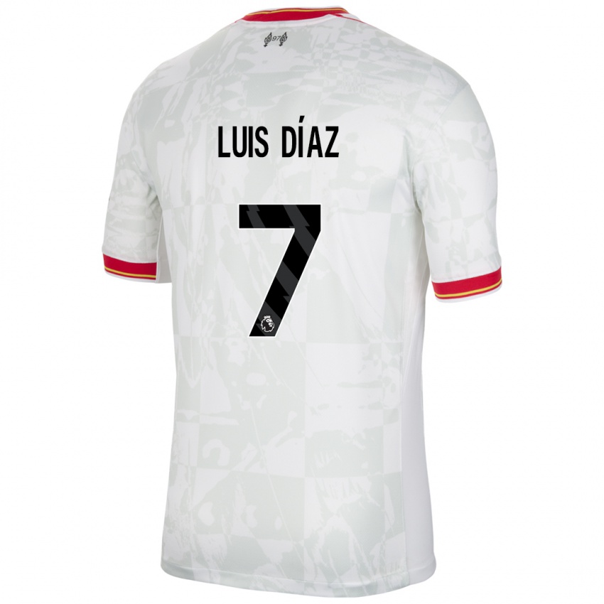 Enfant Maillot Luis Diaz #7 Blanc Rouge Noir Troisieme 2024/25 T-Shirt Suisse