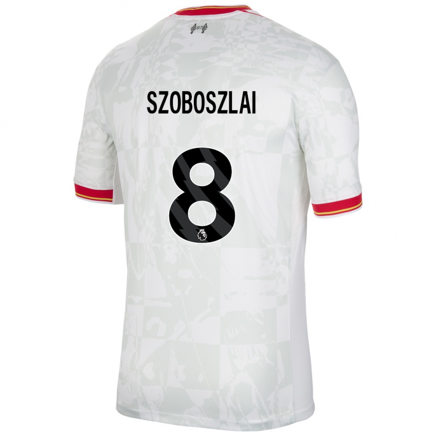 Enfant Maillot Dominik Szoboszlai #8 Blanc Rouge Noir Troisieme 2024/25 T-Shirt Suisse