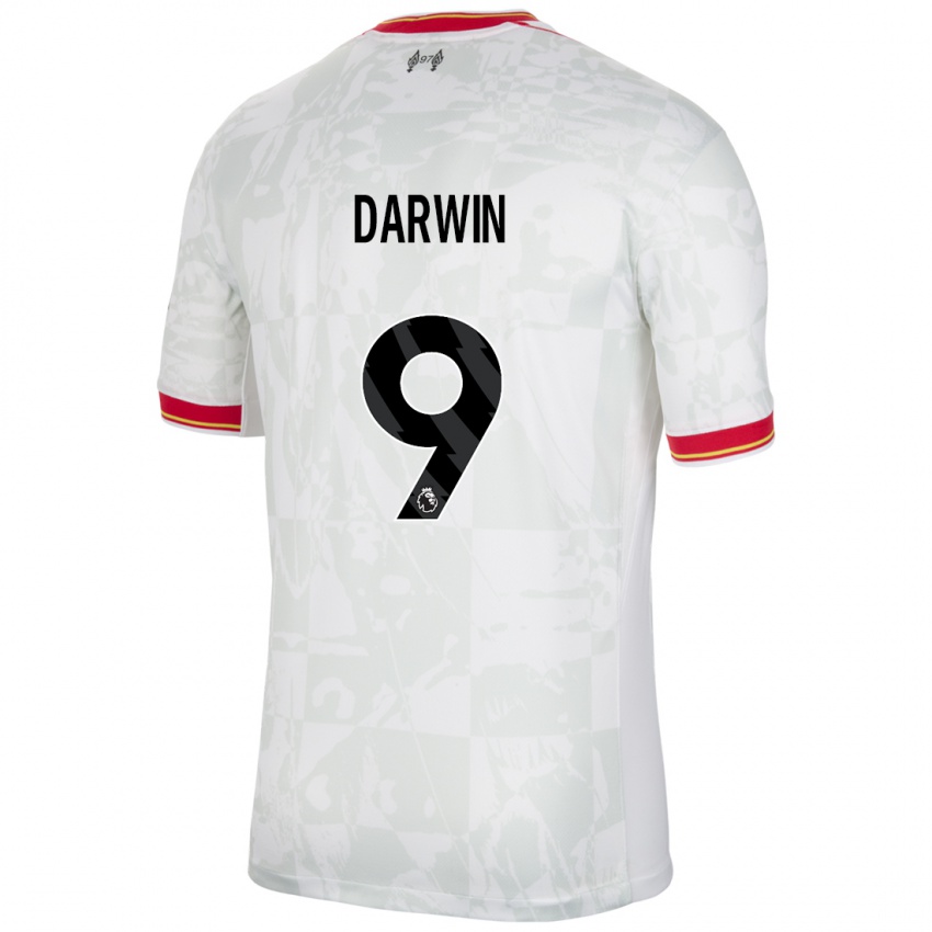 Enfant Maillot Darwin Nunez #9 Blanc Rouge Noir Troisieme 2024/25 T-Shirt Suisse