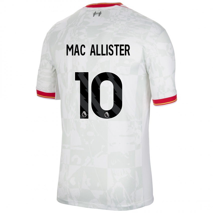 Enfant Maillot Alexis Mac Allister #10 Blanc Rouge Noir Troisieme 2024/25 T-Shirt Suisse