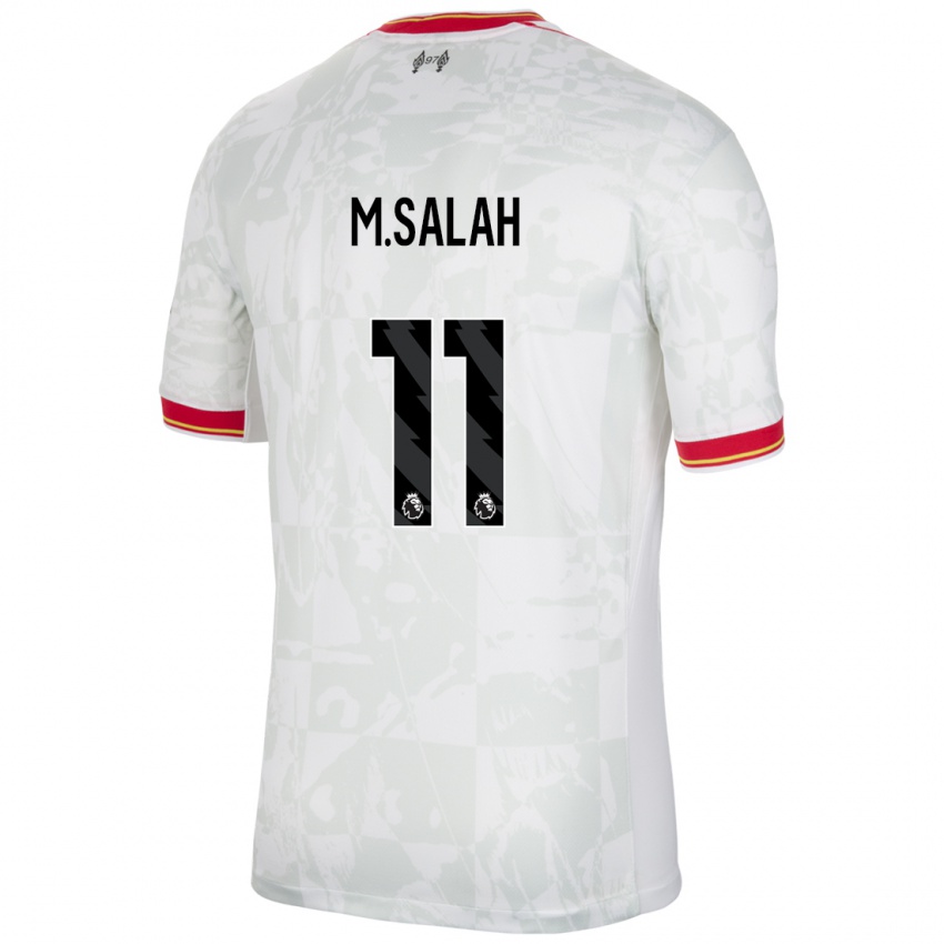 Enfant Maillot Mohamed Salah #11 Blanc Rouge Noir Troisieme 2024/25 T-Shirt Suisse