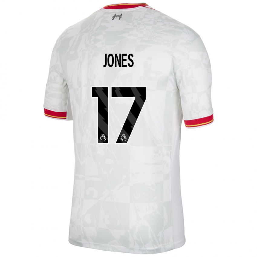 Enfant Maillot Curtis Jones #17 Blanc Rouge Noir Troisieme 2024/25 T-Shirt Suisse