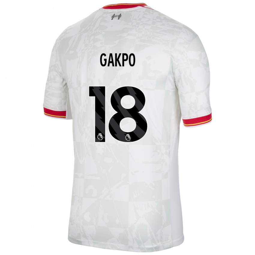 Enfant Maillot Cody Gakpo #18 Blanc Rouge Noir Troisieme 2024/25 T-Shirt Suisse