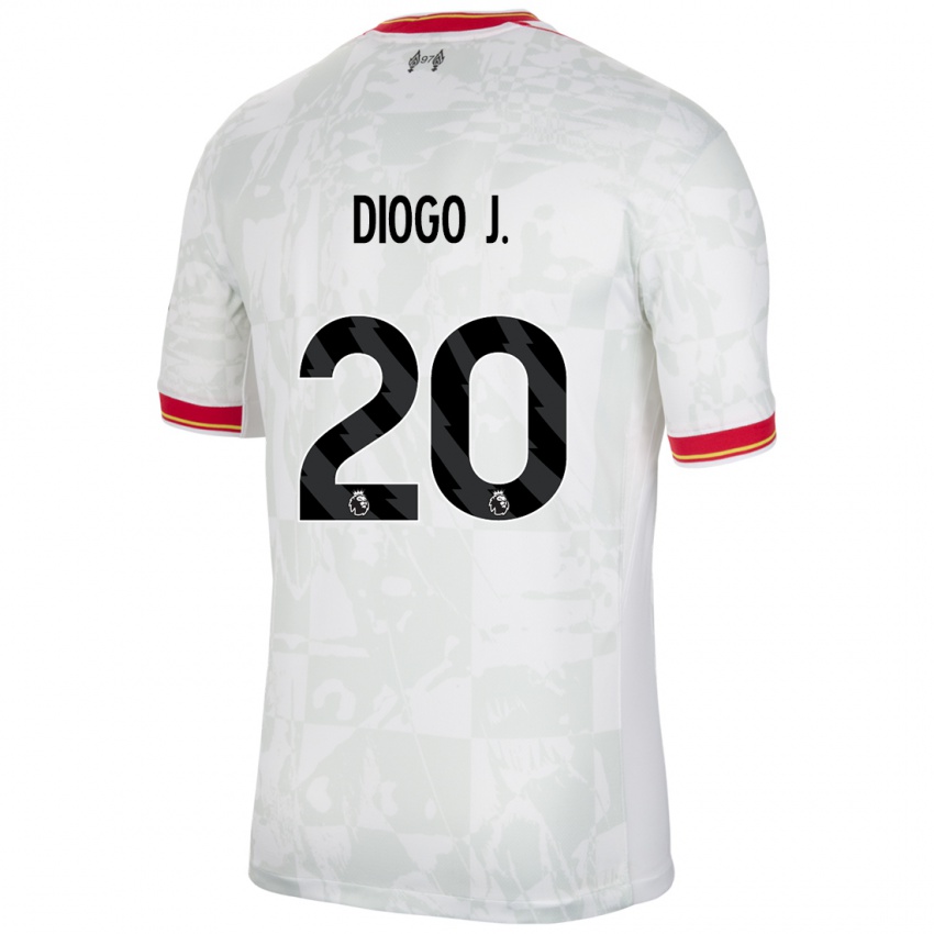 Enfant Maillot Diogo Jota #20 Blanc Rouge Noir Troisieme 2024/25 T-Shirt Suisse