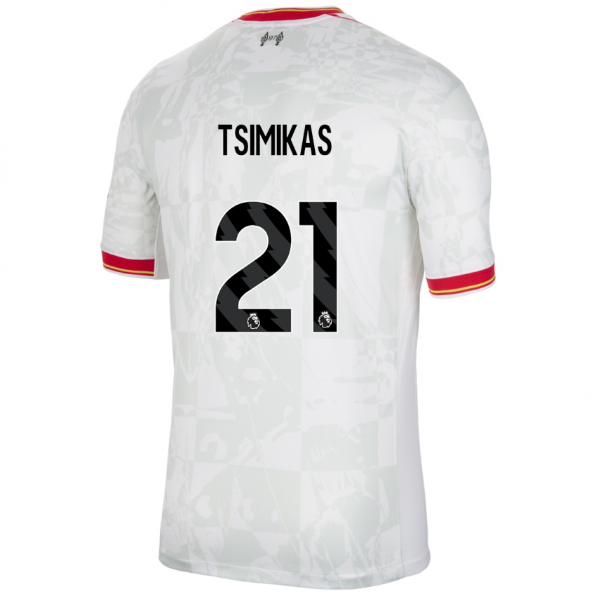 Enfant Maillot Konstantinos Tsimikas #21 Blanc Rouge Noir Troisieme 2024/25 T-Shirt Suisse