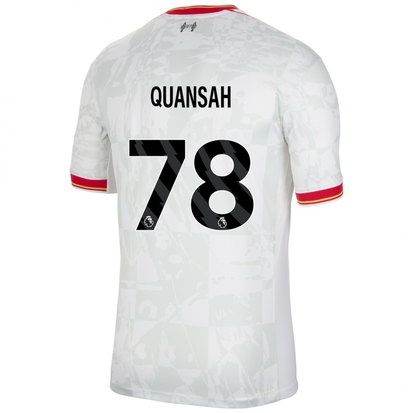 Enfant Maillot Jarell Quansah #78 Blanc Rouge Noir Troisieme 2024/25 T-Shirt Suisse