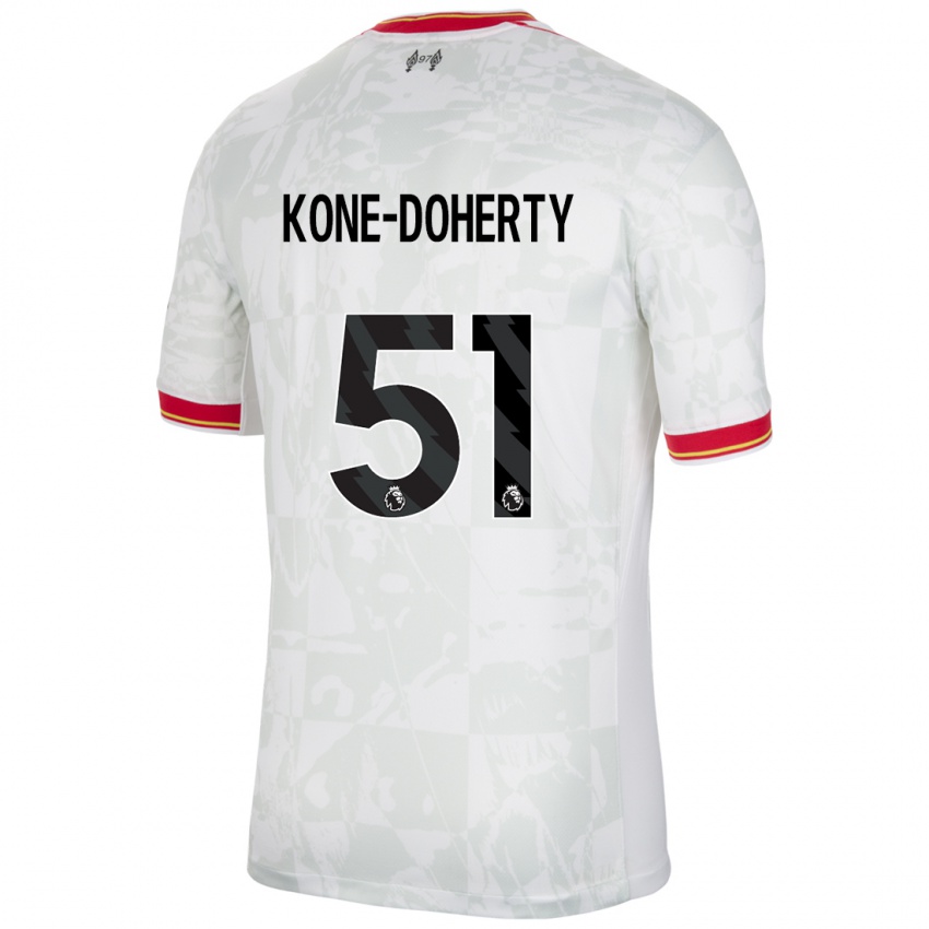 Enfant Maillot Trent Kone-Doherty #51 Blanc Rouge Noir Troisieme 2024/25 T-Shirt Suisse