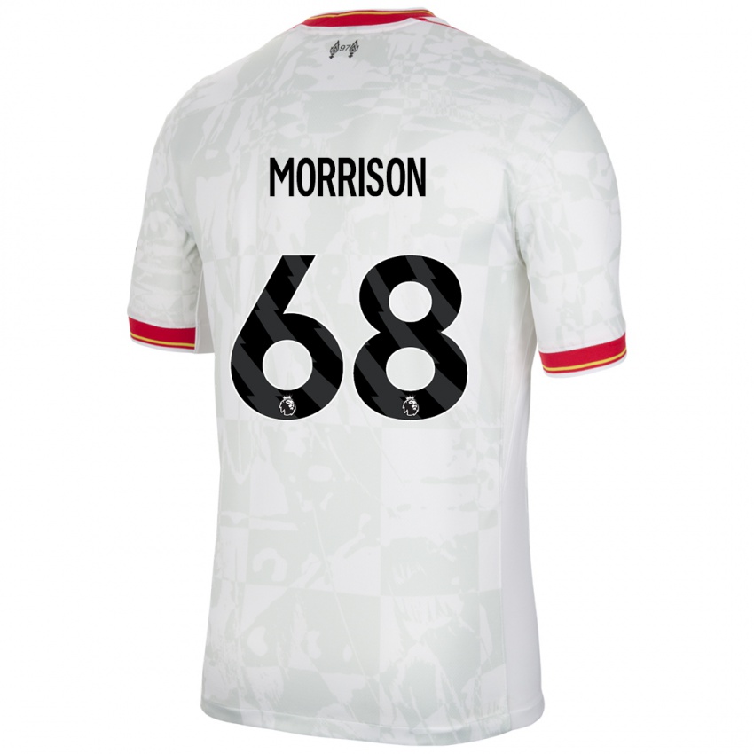 Enfant Maillot Kieran Morrison #68 Blanc Rouge Noir Troisieme 2024/25 T-Shirt Suisse