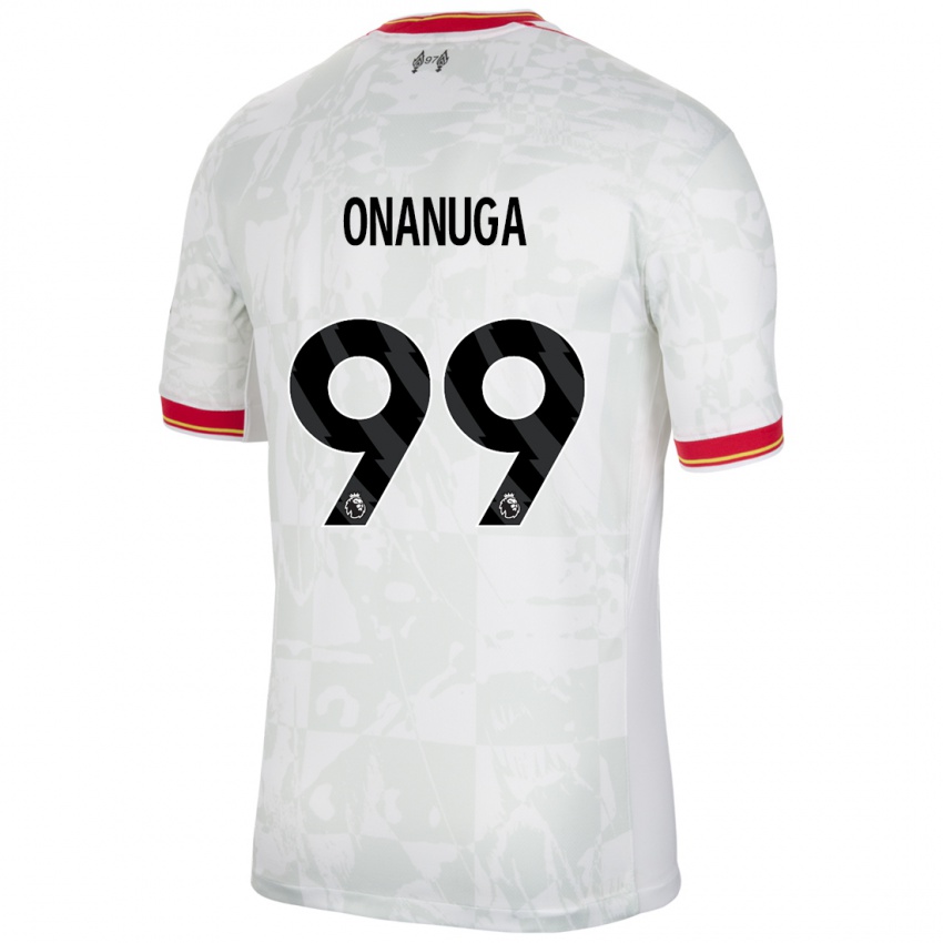 Enfant Maillot Fola Onanuga #99 Blanc Rouge Noir Troisieme 2024/25 T-Shirt Suisse