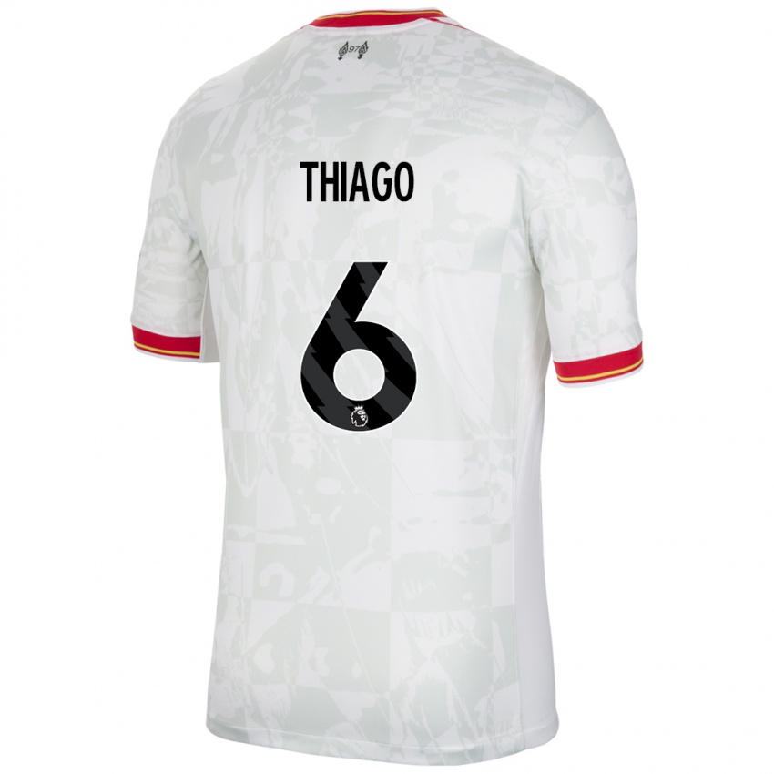 Enfant Maillot Thiago #6 Blanc Rouge Noir Troisieme 2024/25 T-Shirt Suisse