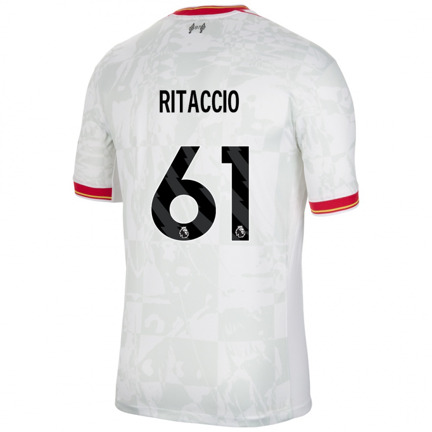 Enfant Maillot Matteo Ritaccio #61 Blanc Rouge Noir Troisieme 2024/25 T-Shirt Suisse