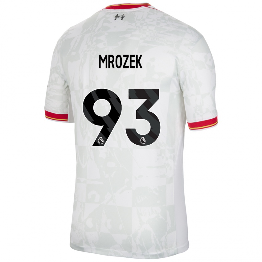 Enfant Maillot Fabian Mrozek #93 Blanc Rouge Noir Troisieme 2024/25 T-Shirt Suisse