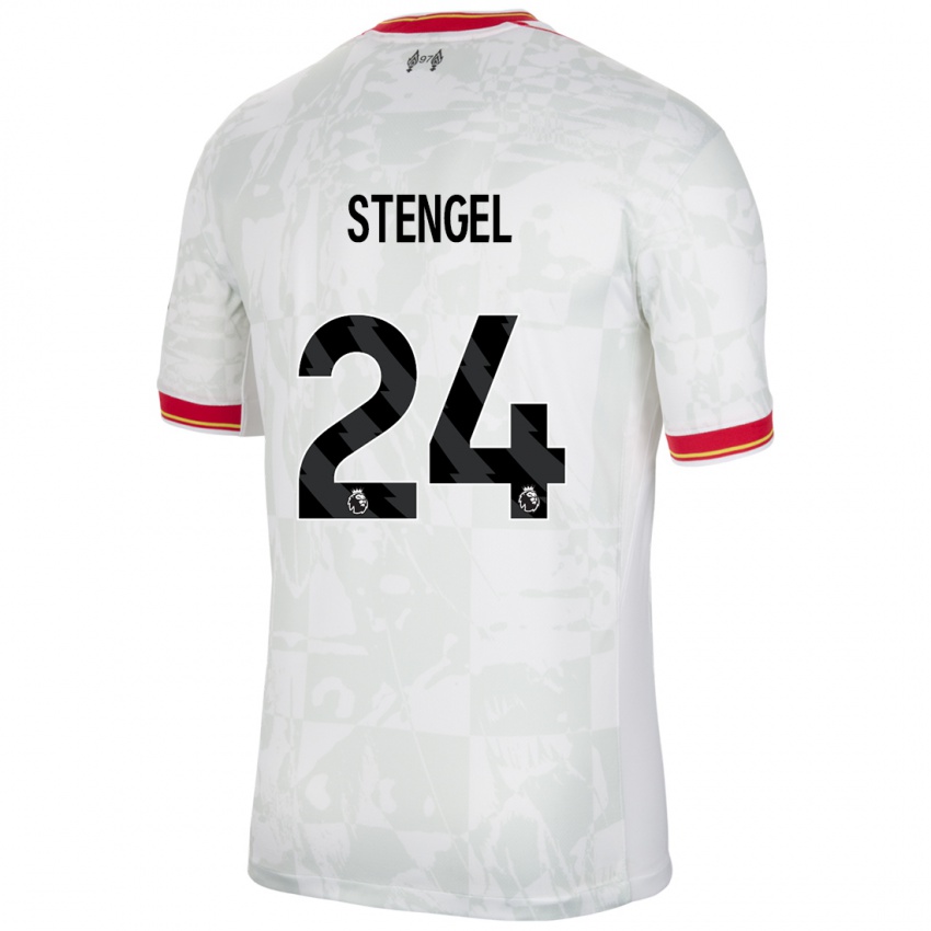 Enfant Maillot Katie Stengel #24 Blanc Rouge Noir Troisieme 2024/25 T-Shirt Suisse