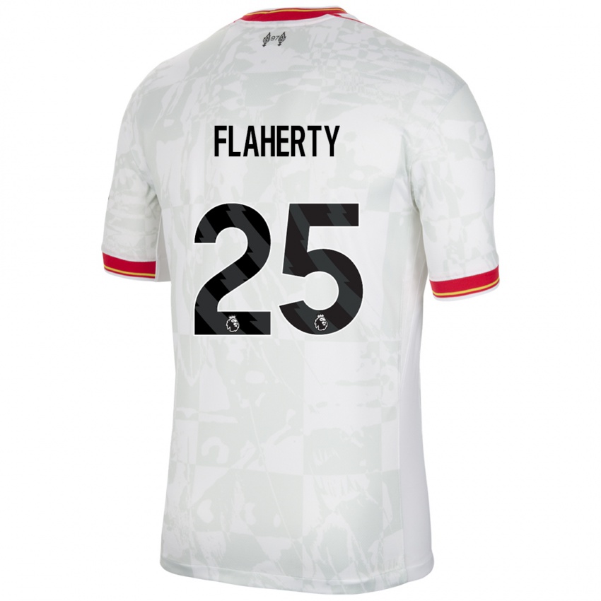 Enfant Maillot Gilly Flaherty #25 Blanc Rouge Noir Troisieme 2024/25 T-Shirt Suisse