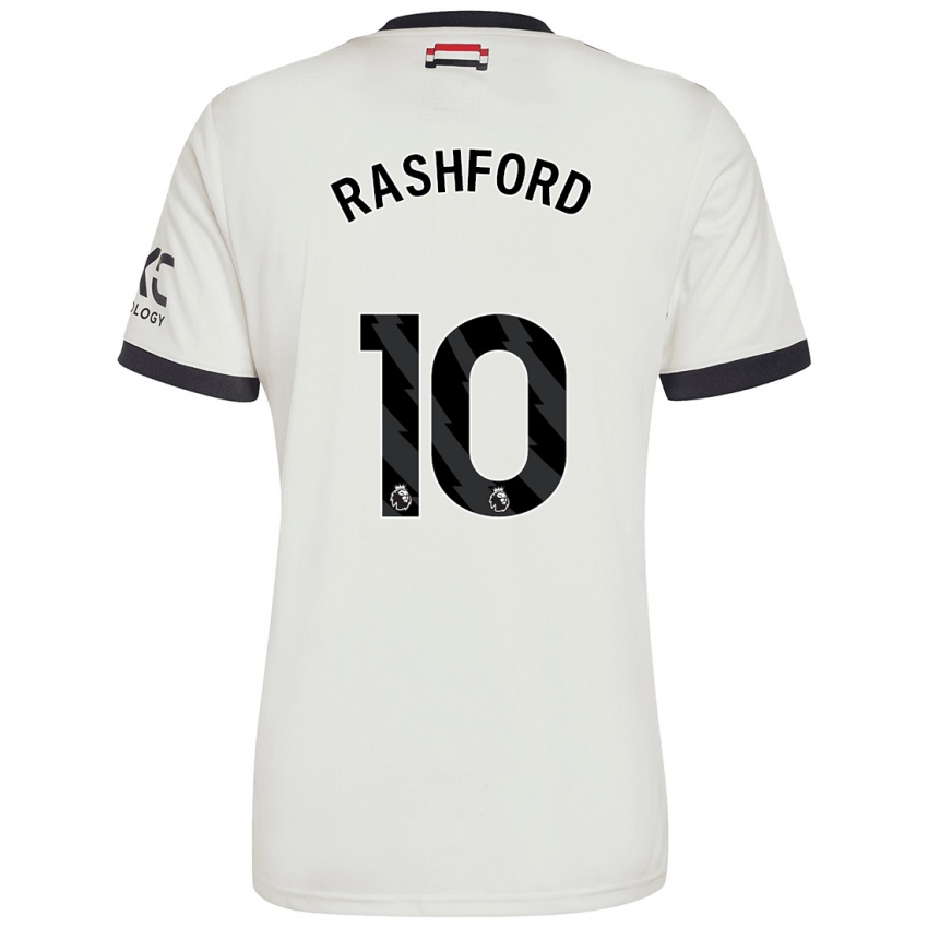 Kinder Marcus Rashford #10 Cremeweiß Ausweichtrikot Trikot 2024/25 T-Shirt Schweiz