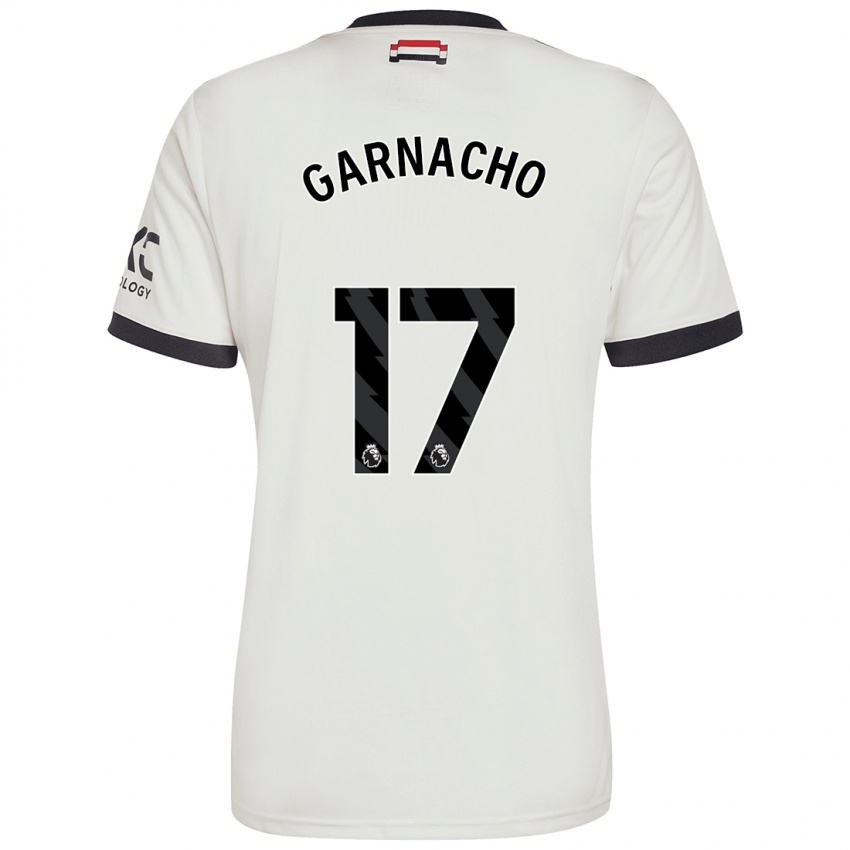 Kinder Alejandro Garnacho #17 Cremeweiß Ausweichtrikot Trikot 2024/25 T-Shirt Schweiz