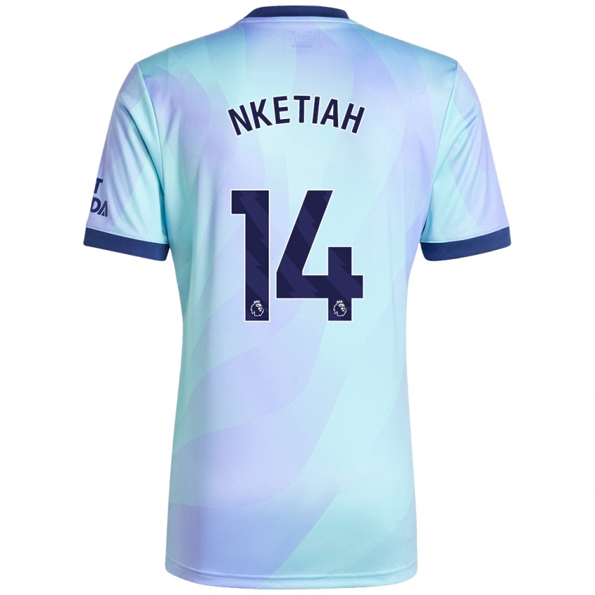 Enfant Maillot Eddie Nketiah #14 Aqua Troisieme 2024/25 T-Shirt Suisse