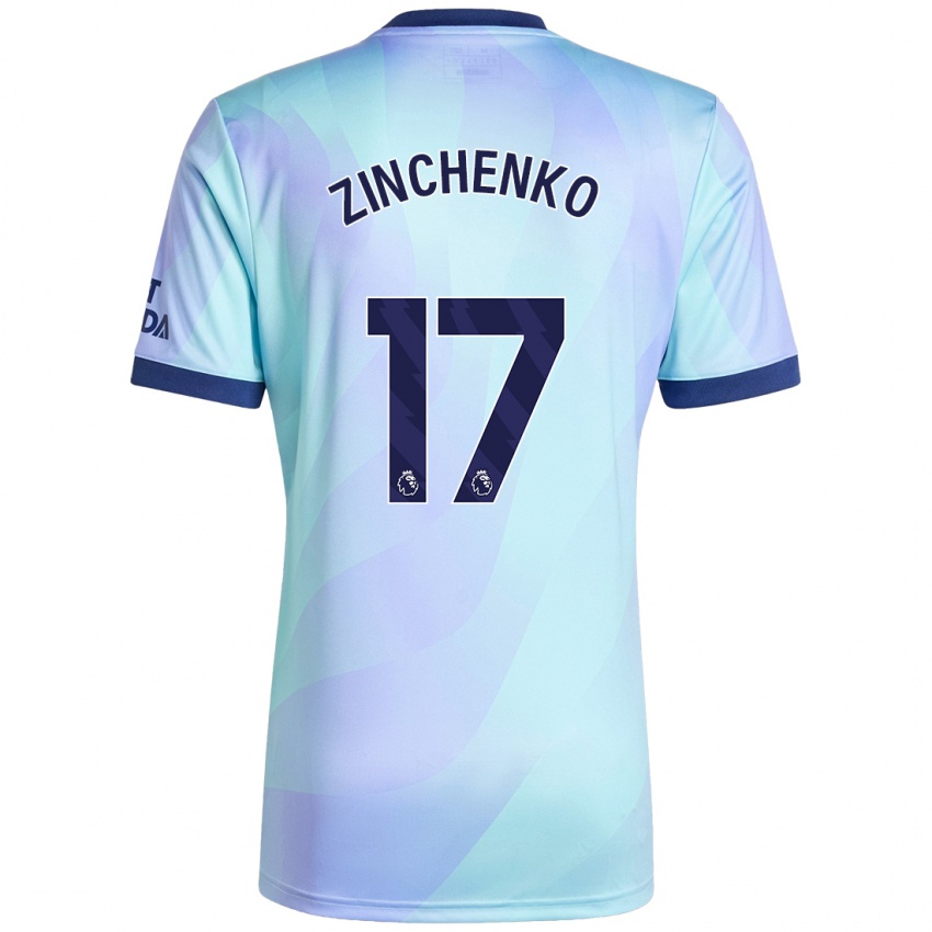 Enfant Maillot Oleksandr Zinchenko #17 Aqua Troisieme 2024/25 T-Shirt Suisse