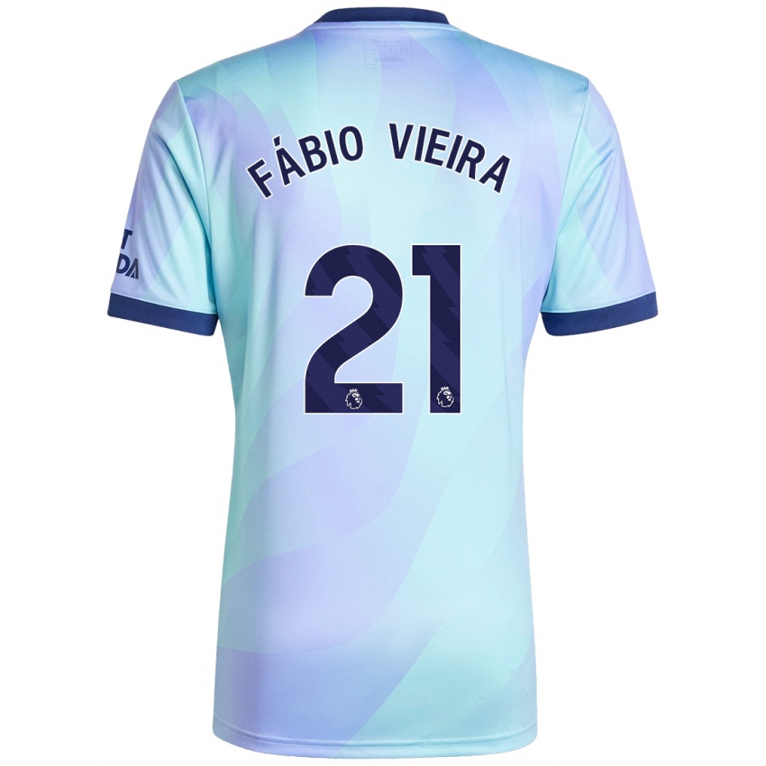 Enfant Maillot Fabio Vieira #21 Aqua Troisieme 2024/25 T-Shirt Suisse