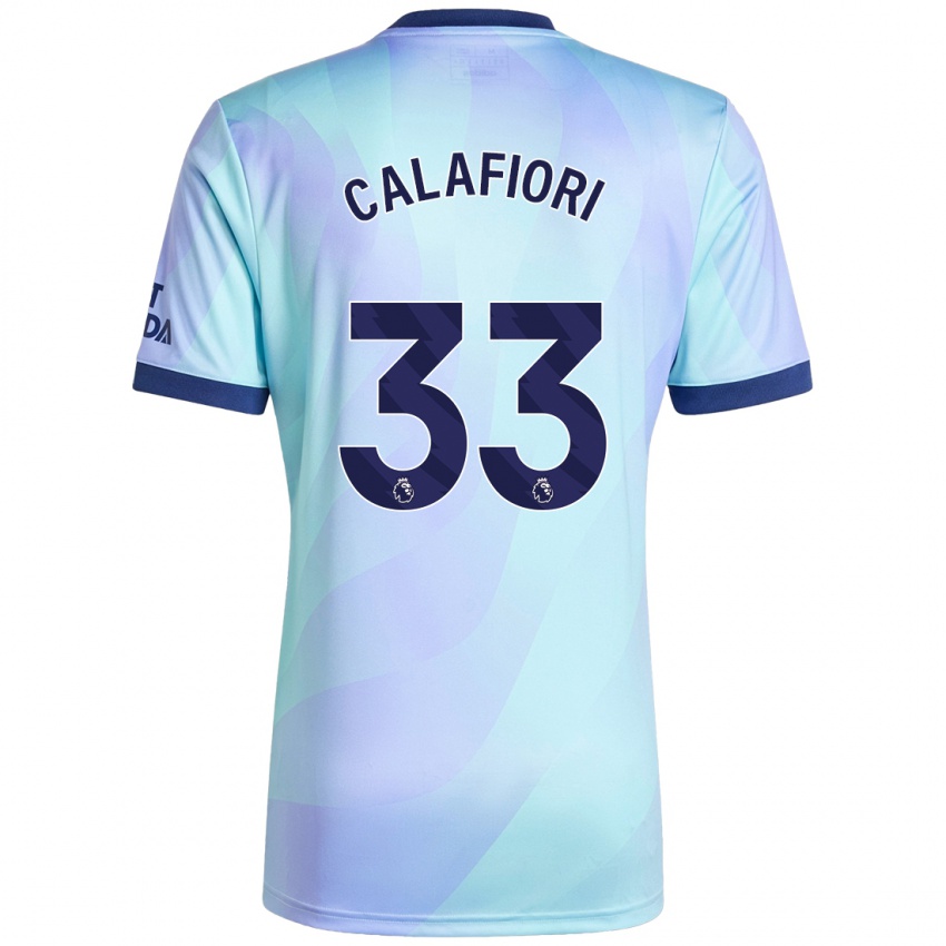 Enfant Maillot Riccardo Calafiori #33 Aqua Troisieme 2024/25 T-Shirt Suisse