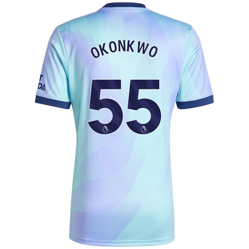 Enfant Maillot Brian Okonkwo #55 Aqua Troisieme 2024/25 T-Shirt Suisse