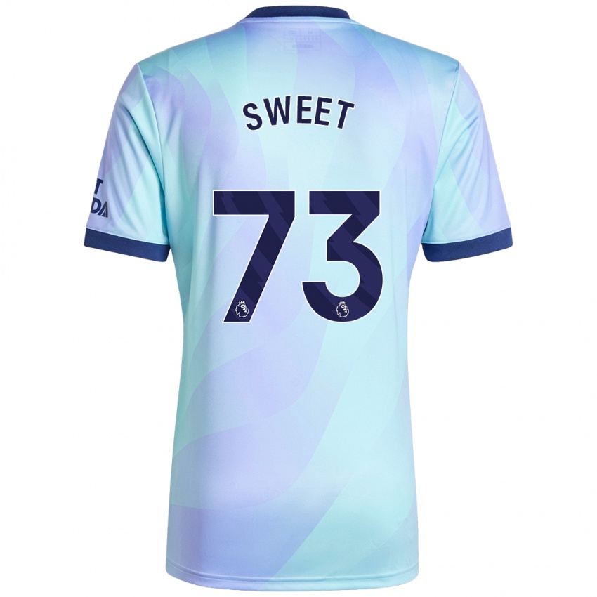 Enfant Maillot James Sweet #73 Aqua Troisieme 2024/25 T-Shirt Suisse