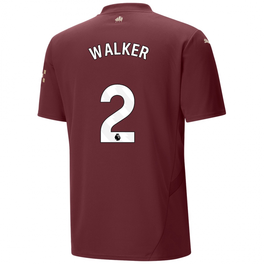 Kinder Kyle Walker #2 Kastanienbraun Ausweichtrikot Trikot 2024/25 T-Shirt Schweiz