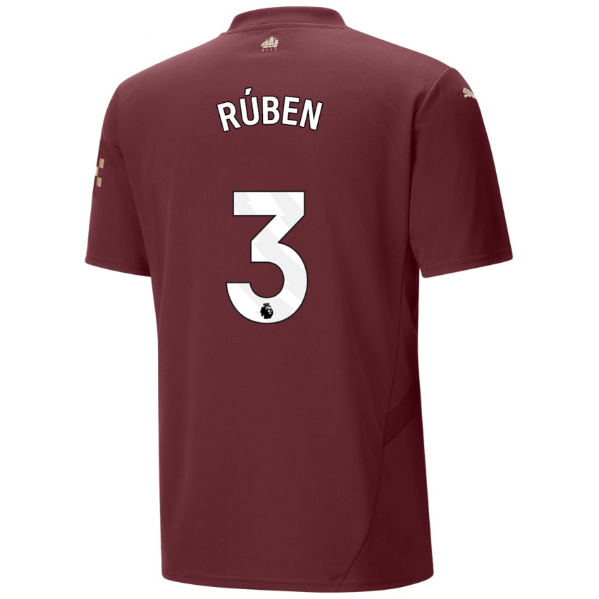 Kinder Ruben Dias #3 Kastanienbraun Ausweichtrikot Trikot 2024/25 T-Shirt Schweiz