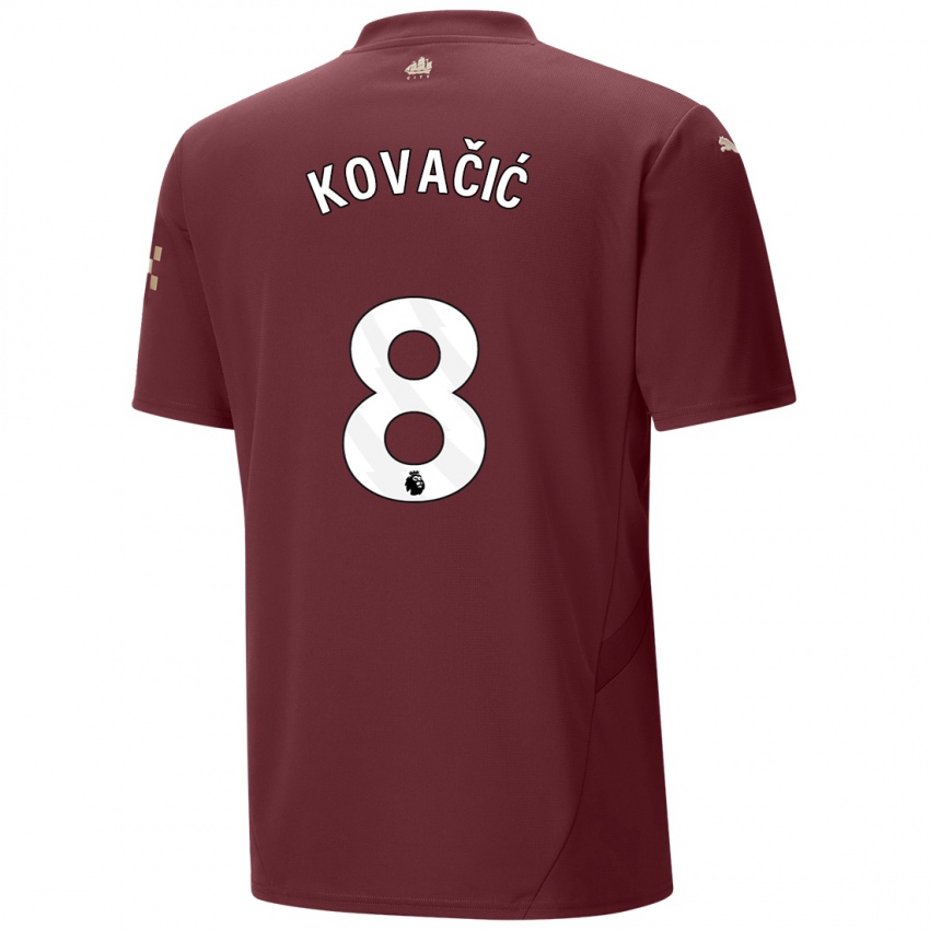 Kinder Mateo Kovacic #8 Kastanienbraun Ausweichtrikot Trikot 2024/25 T-Shirt Schweiz