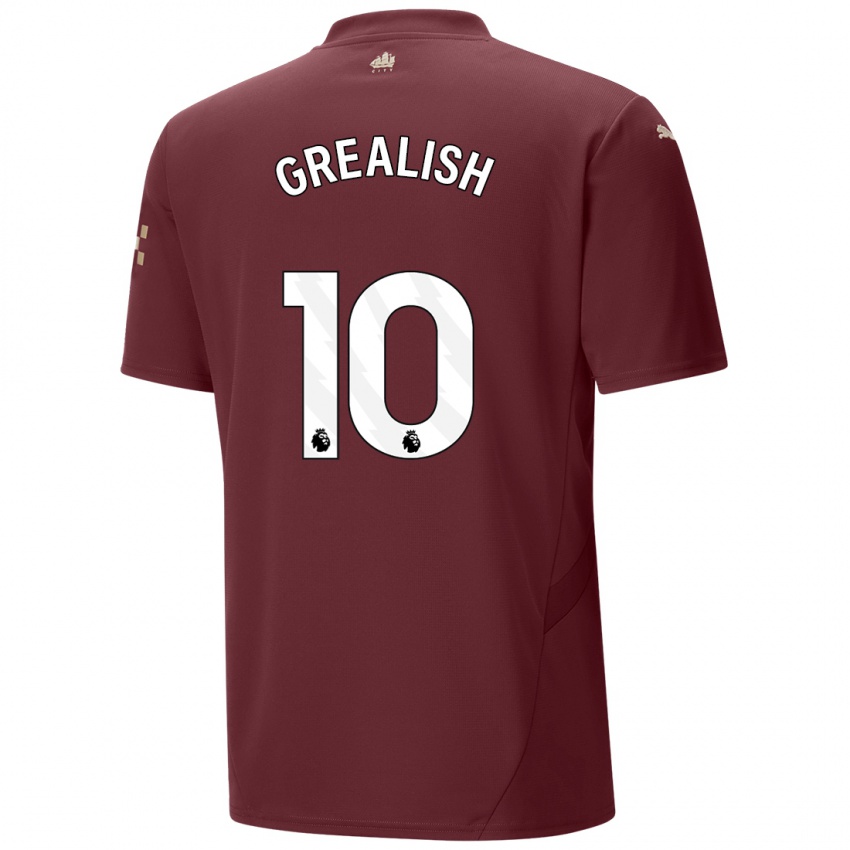 Kinder Jack Grealish #10 Kastanienbraun Ausweichtrikot Trikot 2024/25 T-Shirt Schweiz