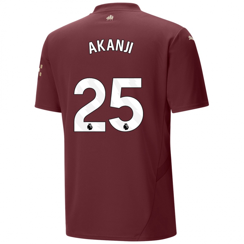 Kinder Manuel Akanji #25 Kastanienbraun Ausweichtrikot Trikot 2024/25 T-Shirt Schweiz