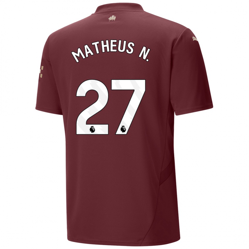 Kinder Matheus Nunes #27 Kastanienbraun Ausweichtrikot Trikot 2024/25 T-Shirt Schweiz