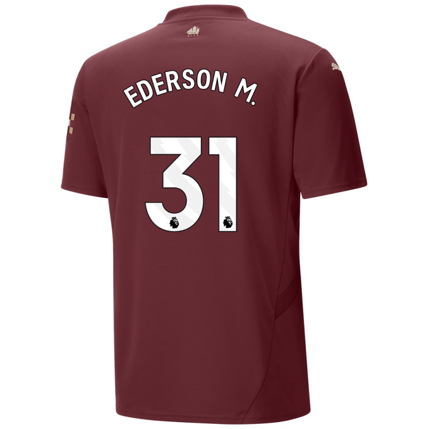 Kinder Ederson Moraes #31 Kastanienbraun Ausweichtrikot Trikot 2024/25 T-Shirt Schweiz