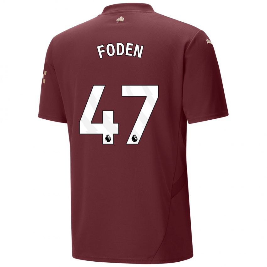 Kinder Phil Foden #47 Kastanienbraun Ausweichtrikot Trikot 2024/25 T-Shirt Schweiz