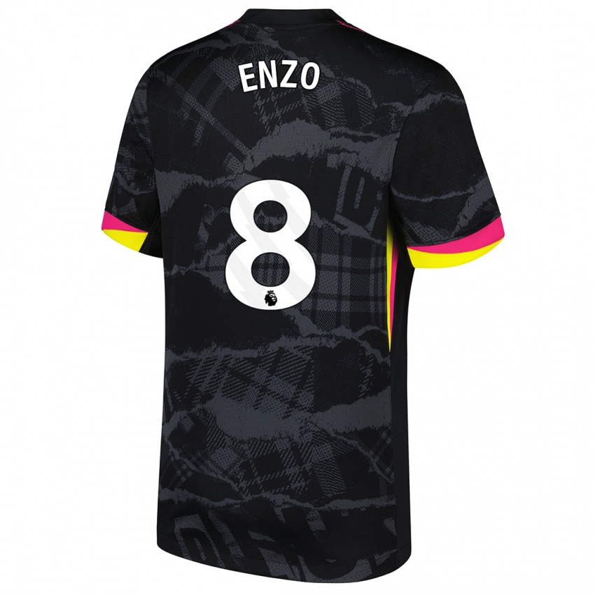 Kinder Enzo Fernández #8 Schwarz Rosa Ausweichtrikot Trikot 2024/25 T-Shirt Schweiz