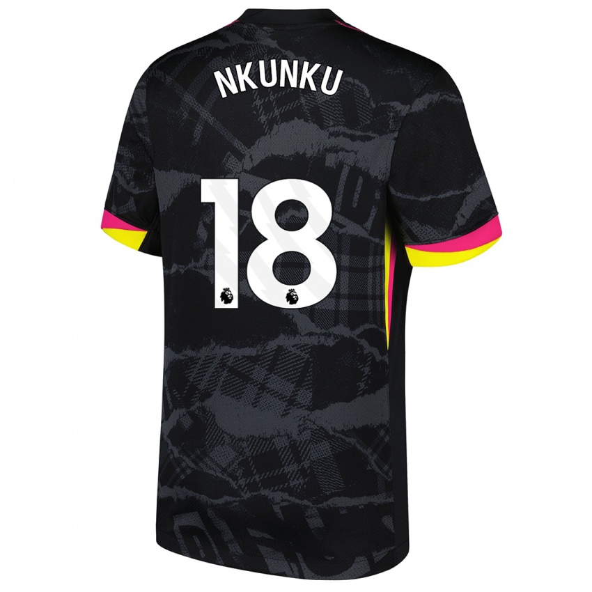 Kinder Christopher Nkunku #18 Schwarz Rosa Ausweichtrikot Trikot 2024/25 T-Shirt Schweiz