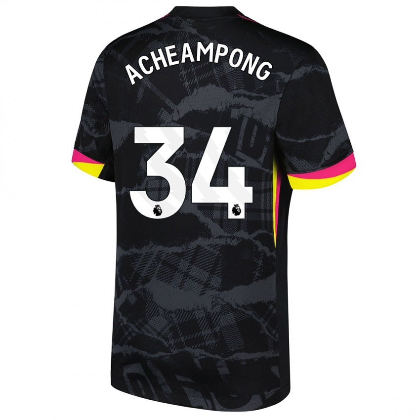 Kinder Josh Acheampong #34 Schwarz Rosa Ausweichtrikot Trikot 2024/25 T-Shirt Schweiz