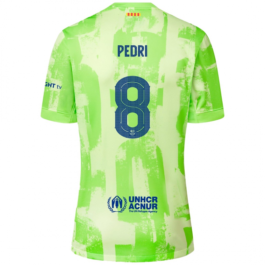 Enfant Maillot Pedri #8 Citron Vert Troisieme 2024/25 T-Shirt Suisse